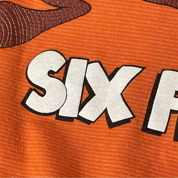 Vintage 1993 Taz Six Flags Orange Striped Single Stitch T-Shirt Tanzanian Devil - Picture 4 of 9